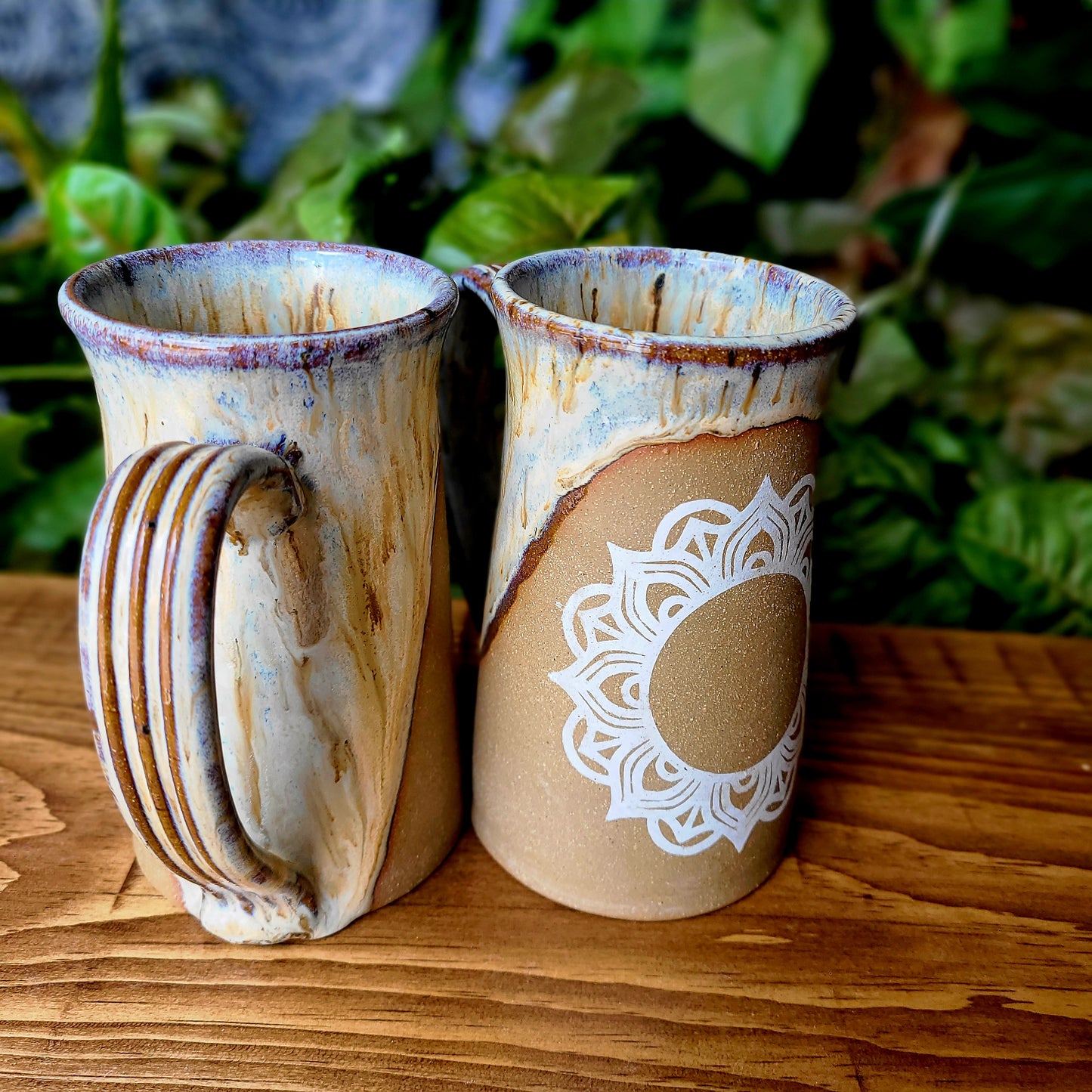 Tall handmade 14 oz mandala mug