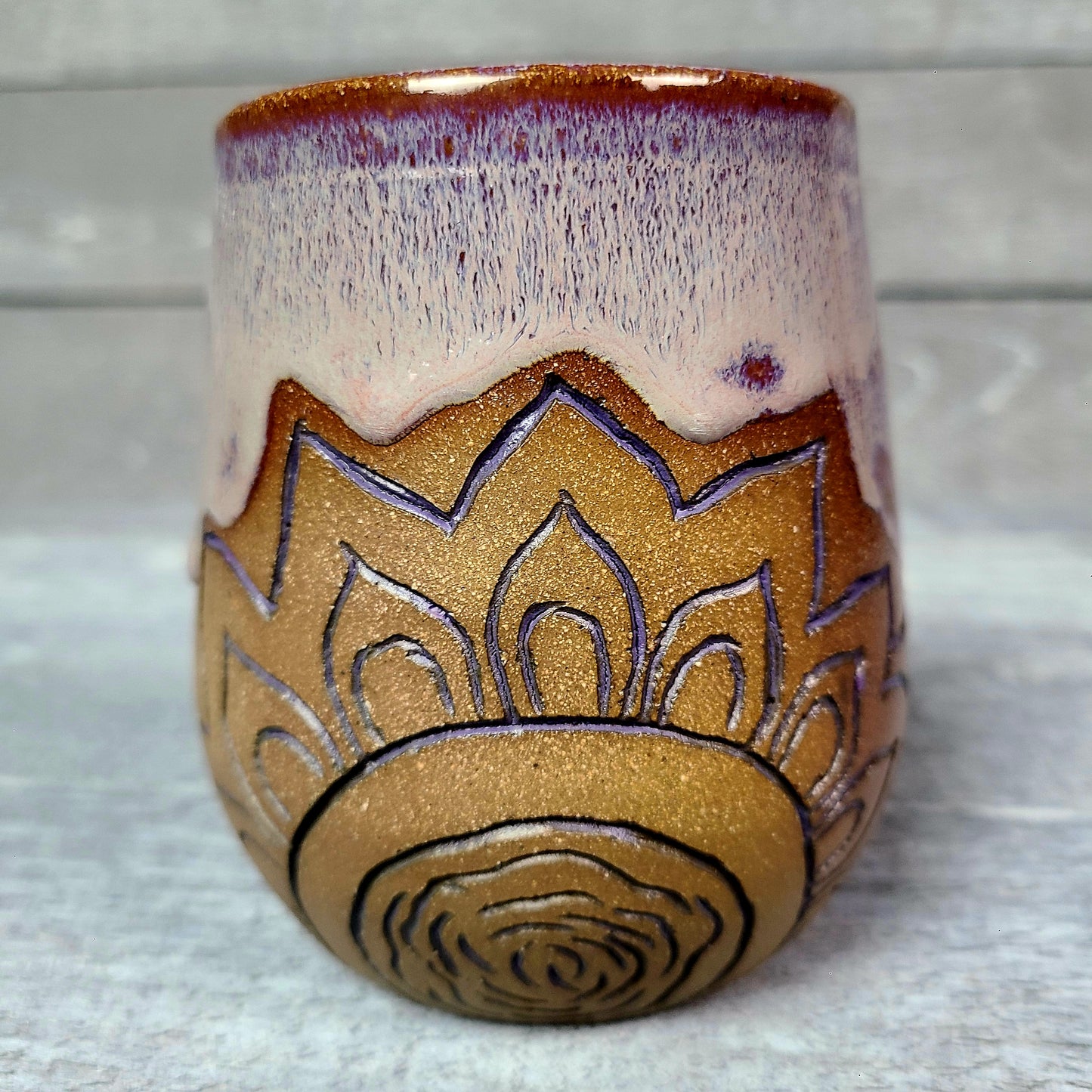 Handmade Carved Pottery Tumblers