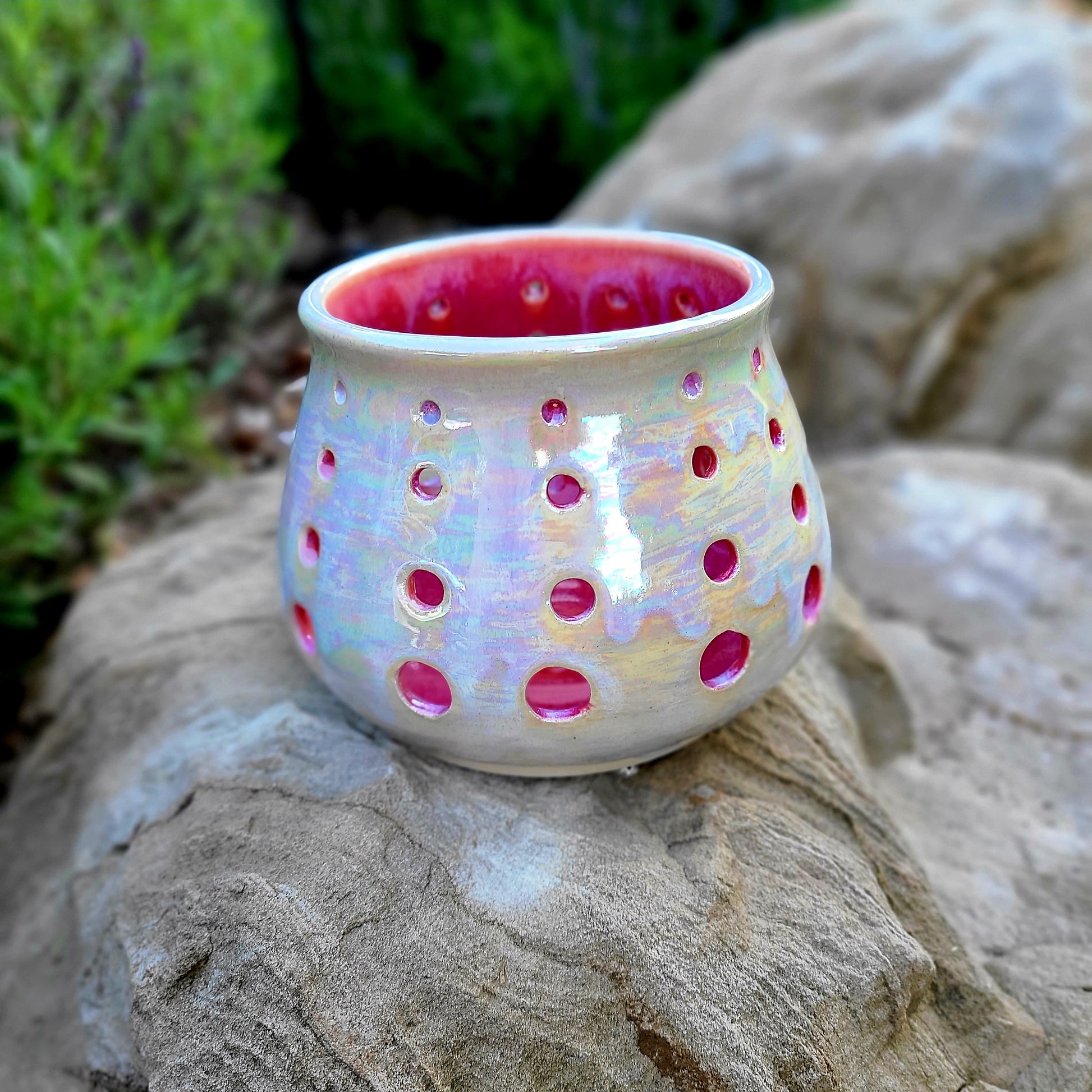 candle holder pink & mother of pearl