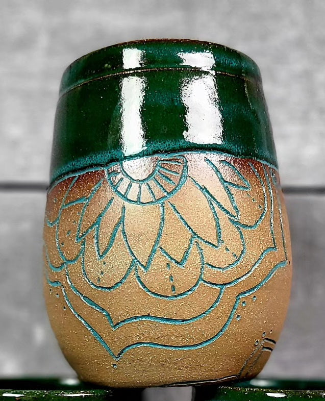 Handmade Carved Pottery Tumblers