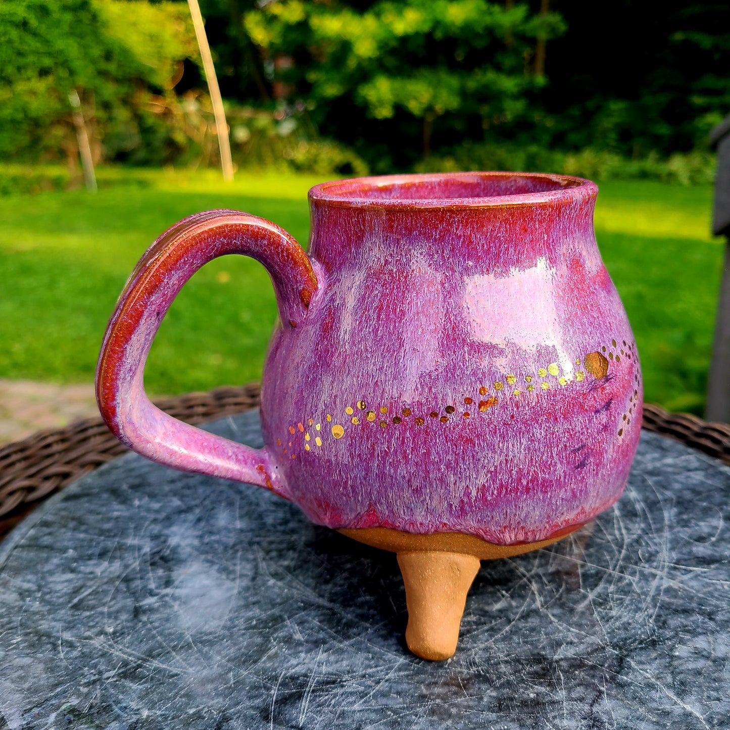 Handmade Pink & Gold Cauldron Mug