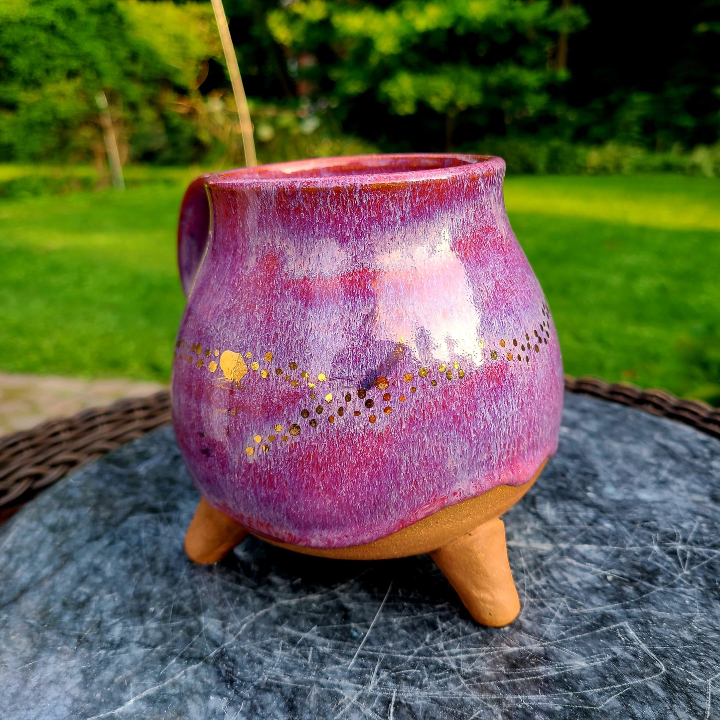 Handmade Pink & Gold Cauldron Mug