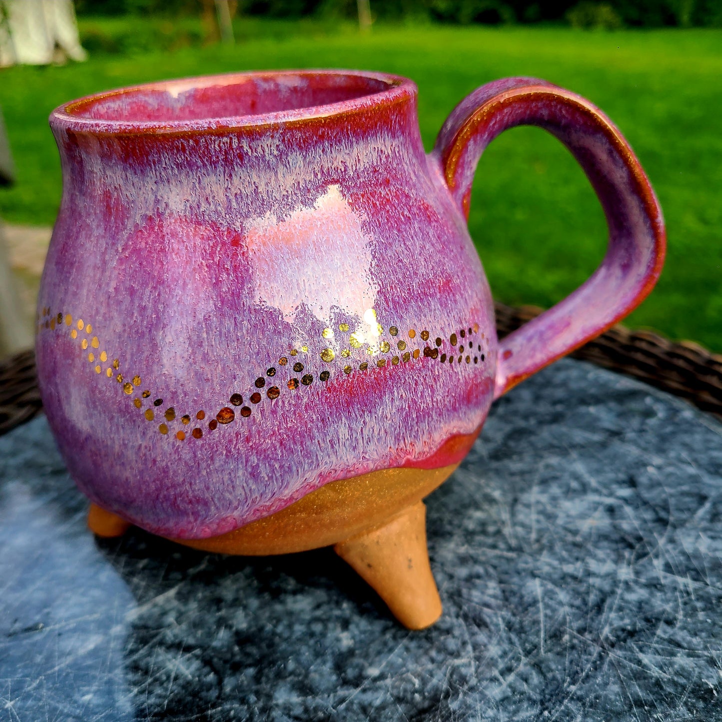 Handmade Pink & Gold Cauldron Mug