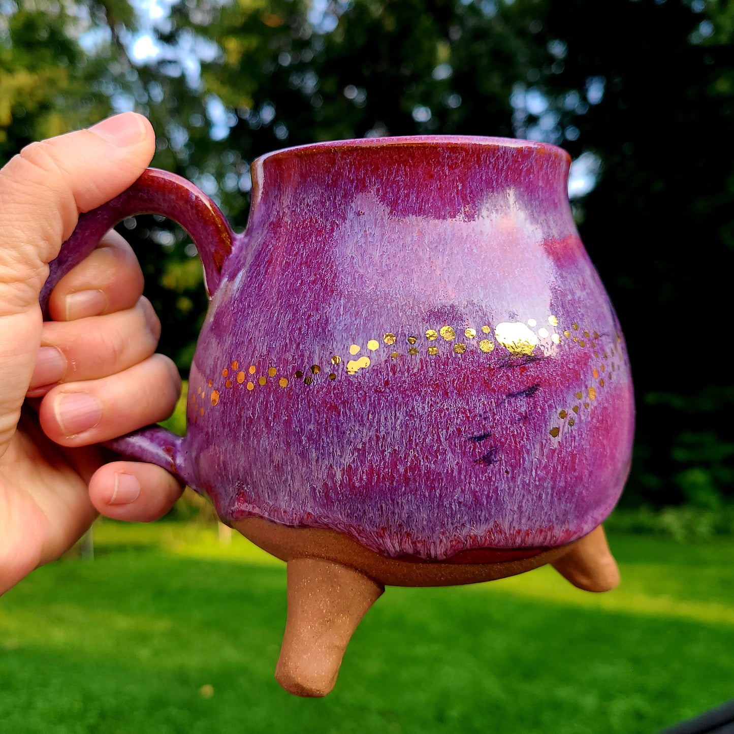 Handmade Pink & Gold Cauldron Mug