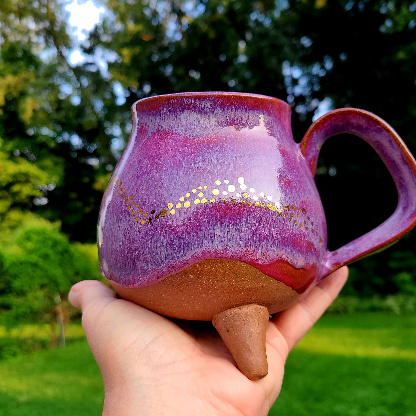 Handmade Pink & Gold Cauldron Mug