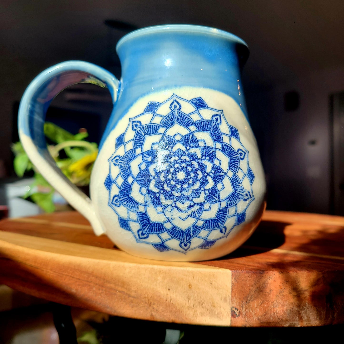 Handmade Blue Mandala Belly Mugs