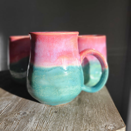 Handmade Pink Turquoise Belly Mug